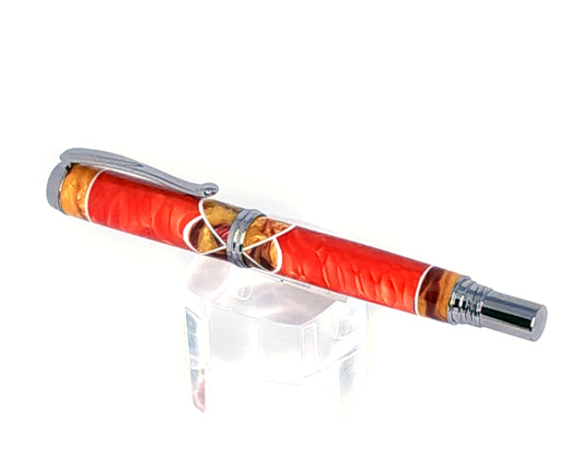 Orange with Gold Scallop Rollerball