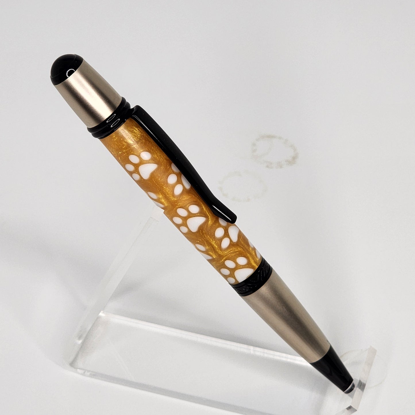 Gold dog paw/ Black & satin chrome