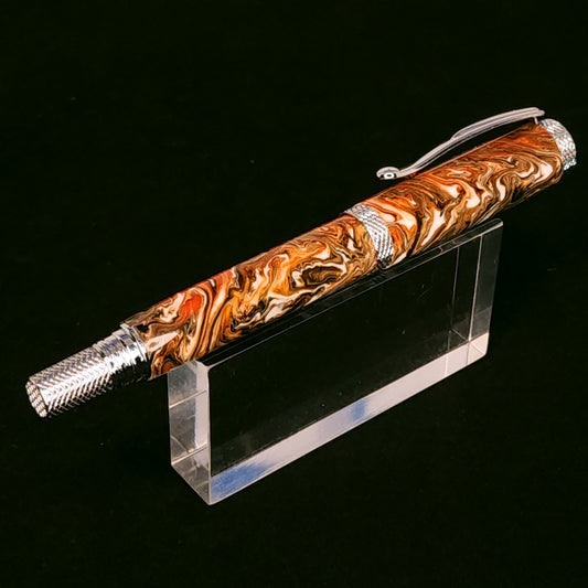 Orange,Black and White Tiger Swirl Rollerball