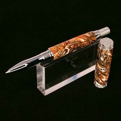 Orange,Black and White Tiger Swirl Rollerball