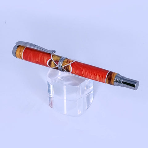 Orange with Gold Scallop Rollerball