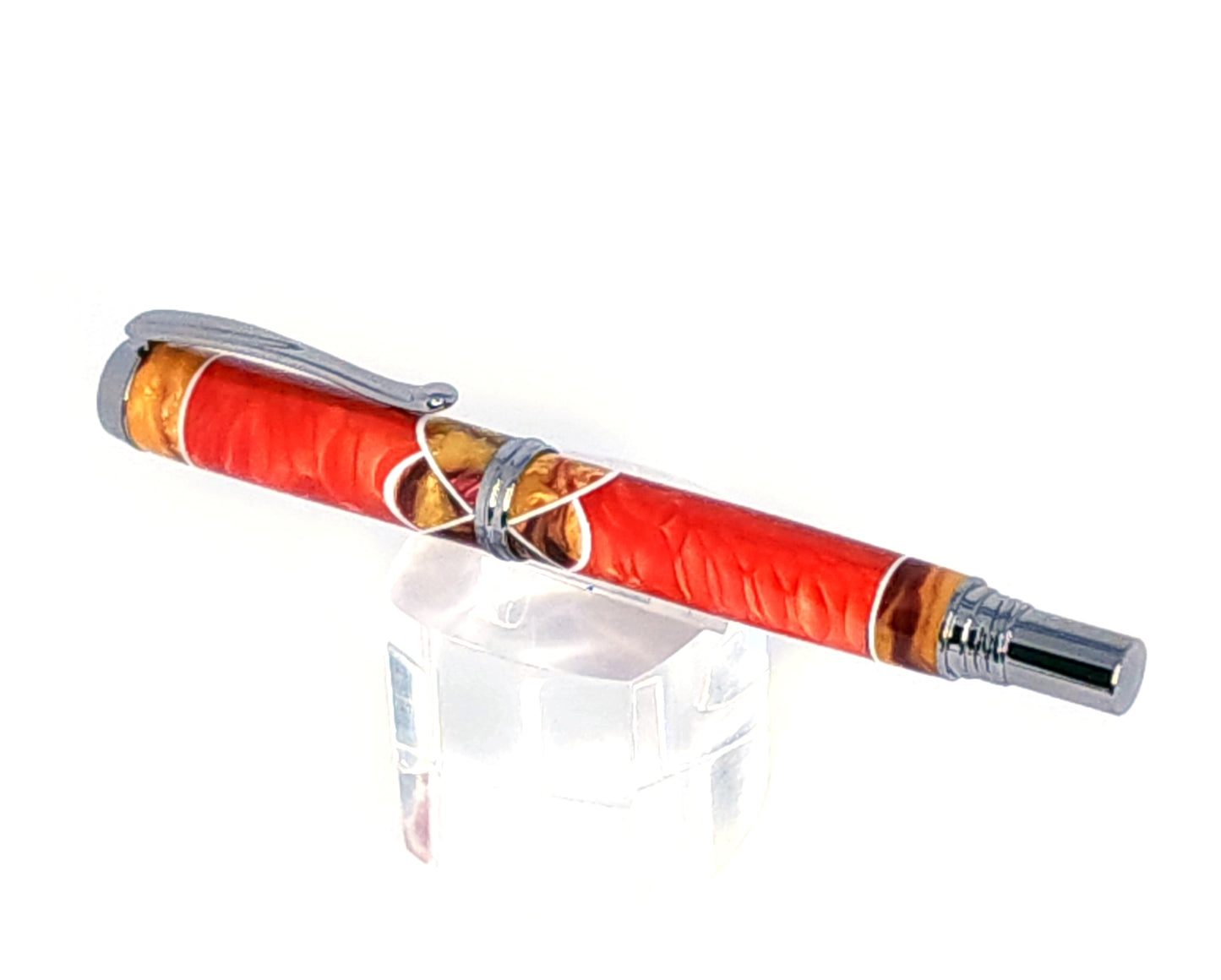 Orange with Gold Scallop Rollerball