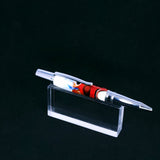 Translucent Red with White and Blue Twist Pen