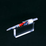 Translucent Red with White and Blue Twist Pen