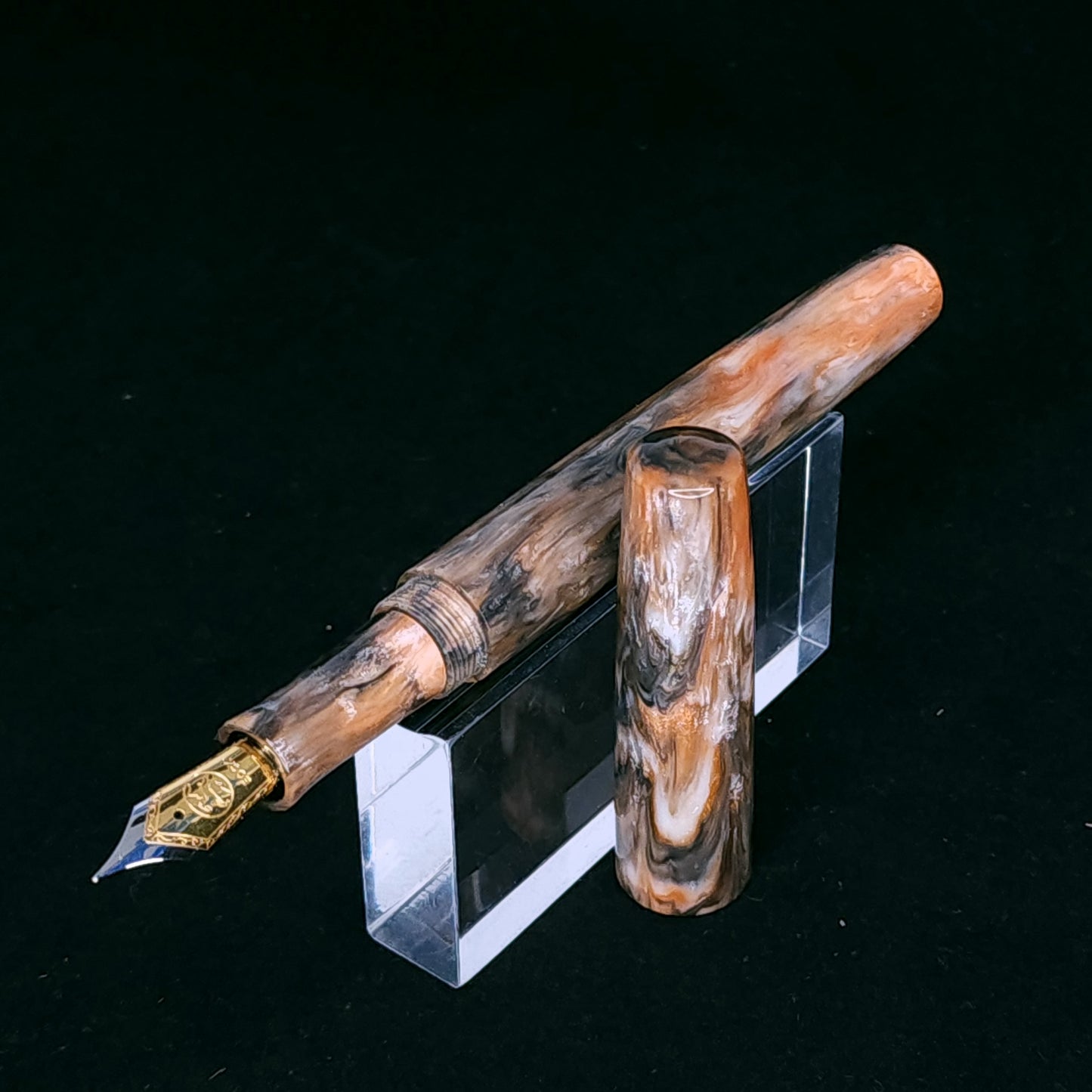 Orange Black Swirl Bespoke Fountain Pen