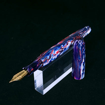 Red, White, Indigo Swirl Bespoke Fountain Pen