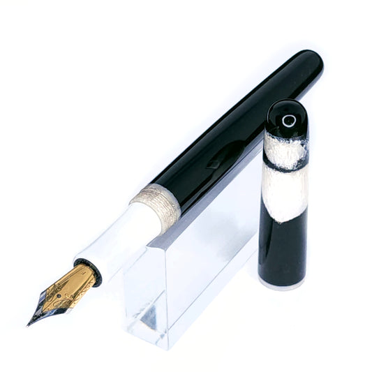 Ebony and White Resin Bespoke Fountain Pen