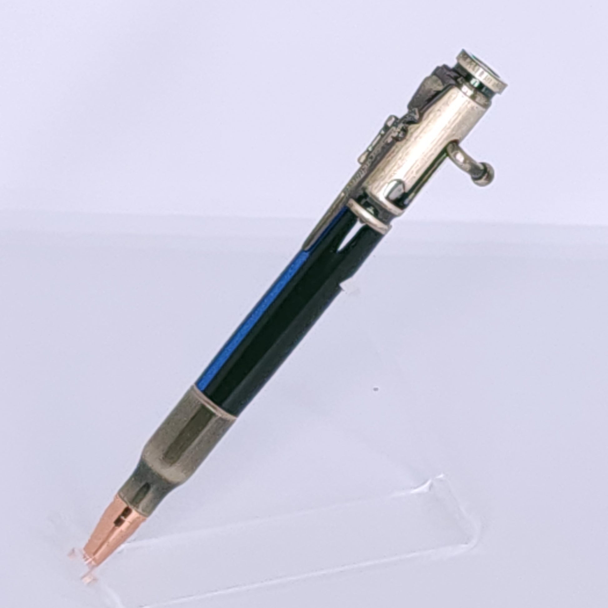 Blue line/ antique brass