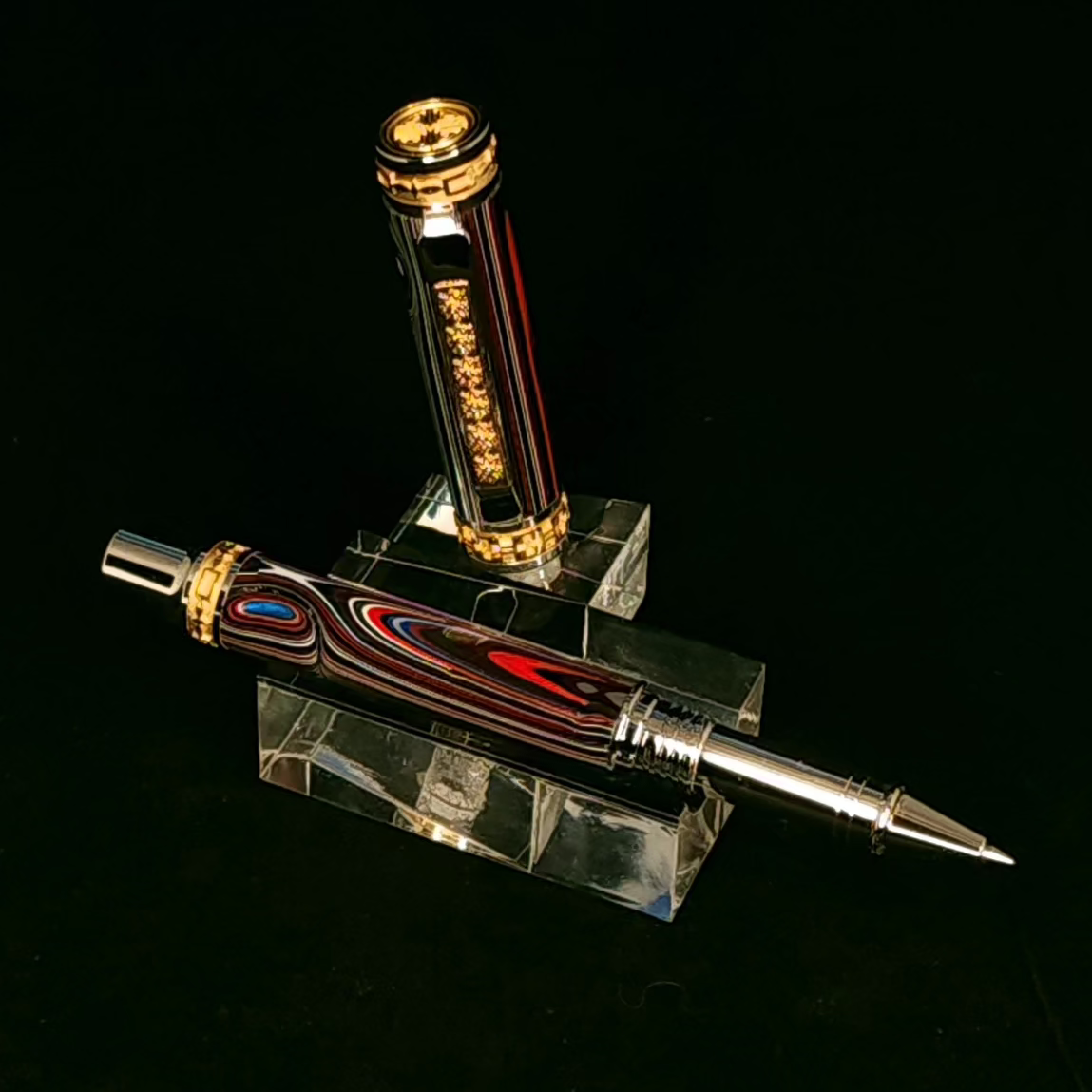 Fordite Rollerball with 22 Karat Gold Accents