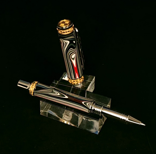Fordite Rollerball with 22 Karat Gold Accents