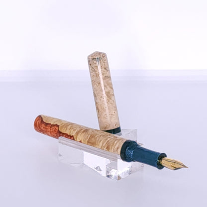 Red and Gold Amboyna Burl Fountain Pen