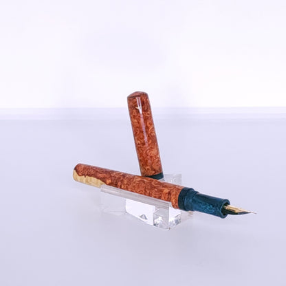 Red and Gold Amboyna Burl Fountain Pen
