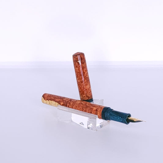 Red and Gold Amboyna Burl Fountain Pen