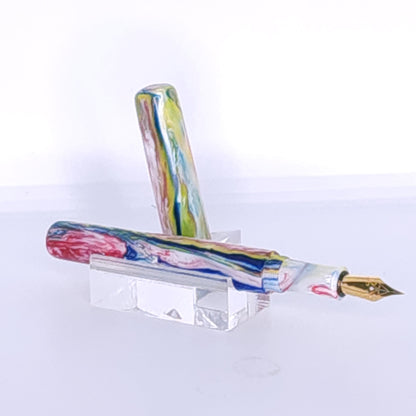 Red. White, Yellow Swirl Fountain Pen